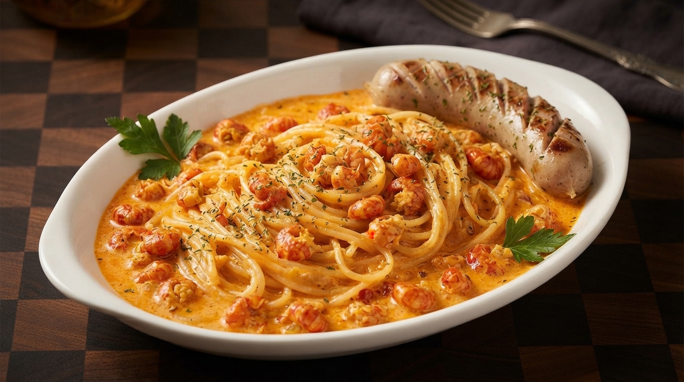 Pasta Piccante y Cremosa con Cangrejo de Río