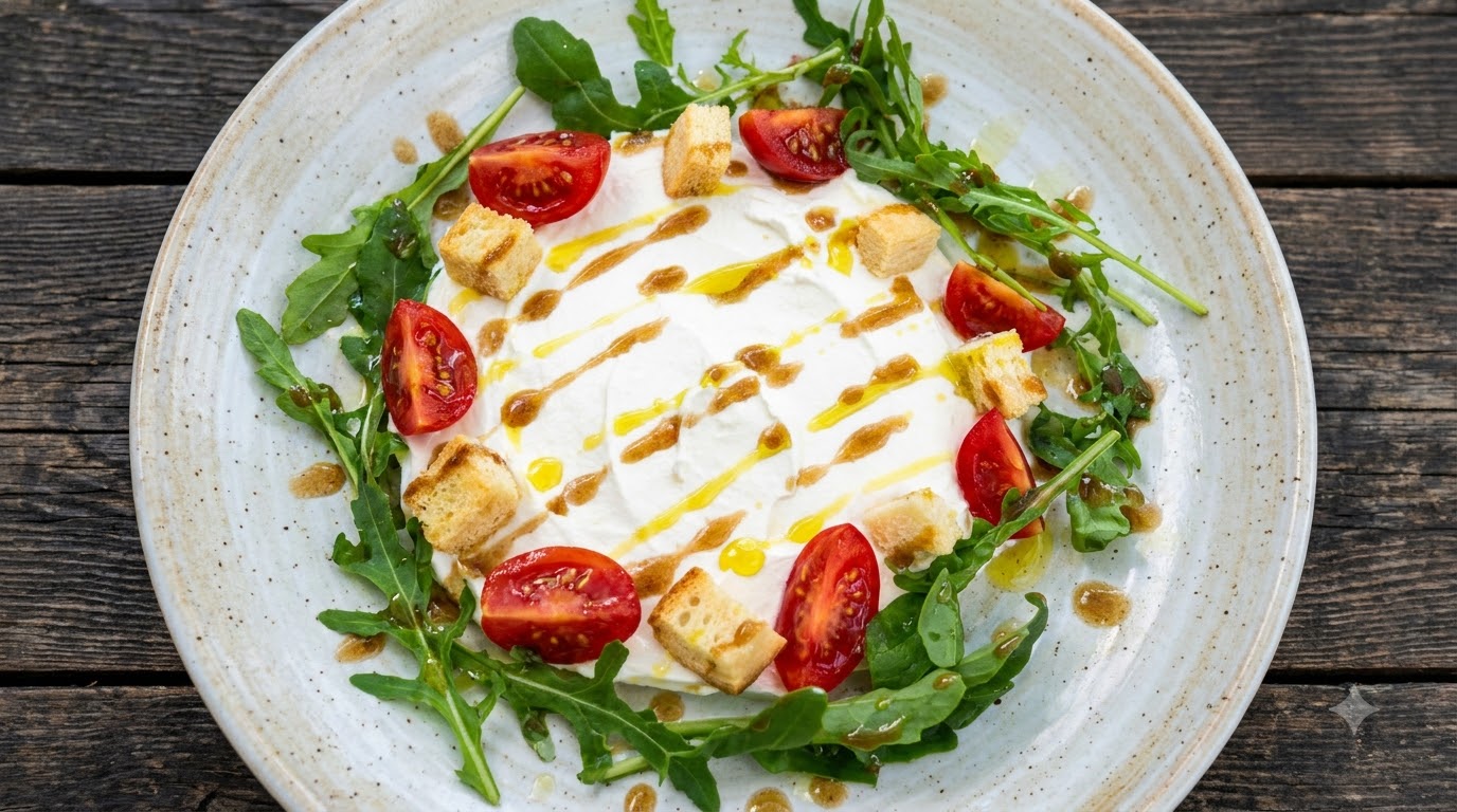 Ensalada de Queso Ricotta Casero y Rúcula