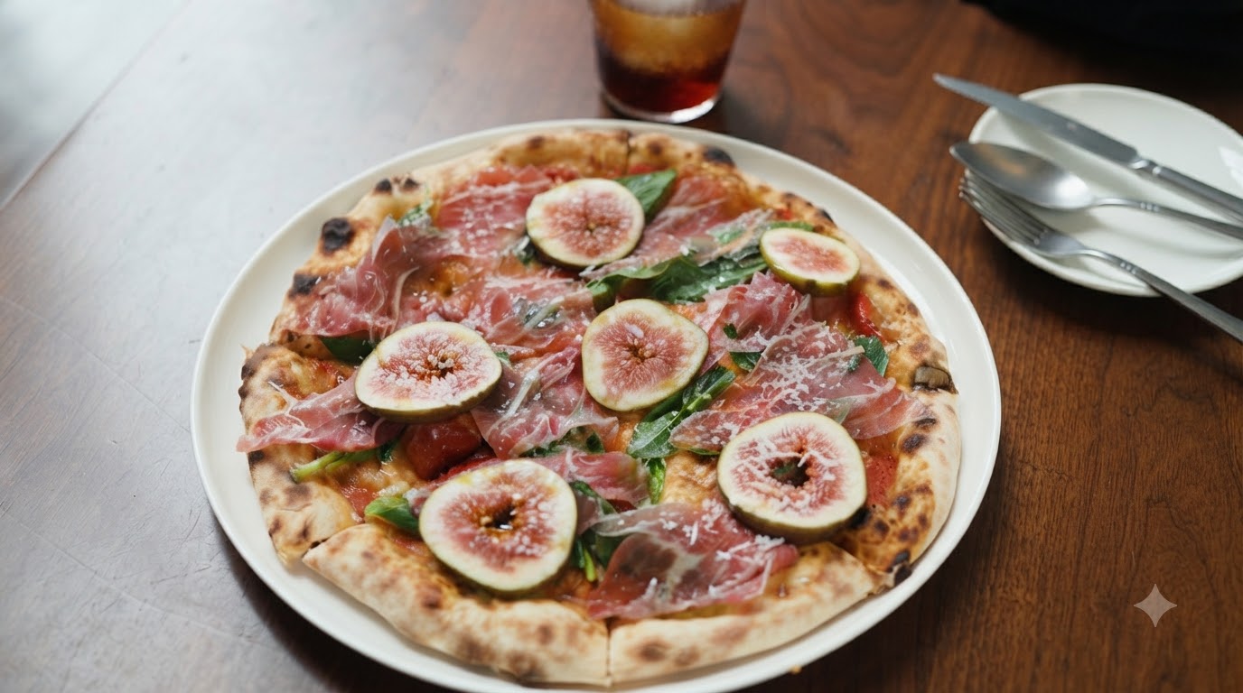 Pizza Gourmet de Masa Fina con Higos y Prosciutto