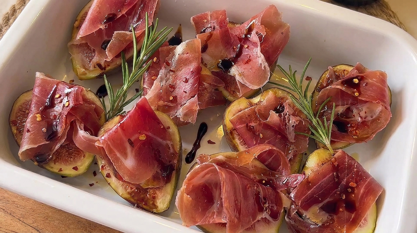 Higos Hornos con Prosciutto, Queso y Glaseado Balsámico