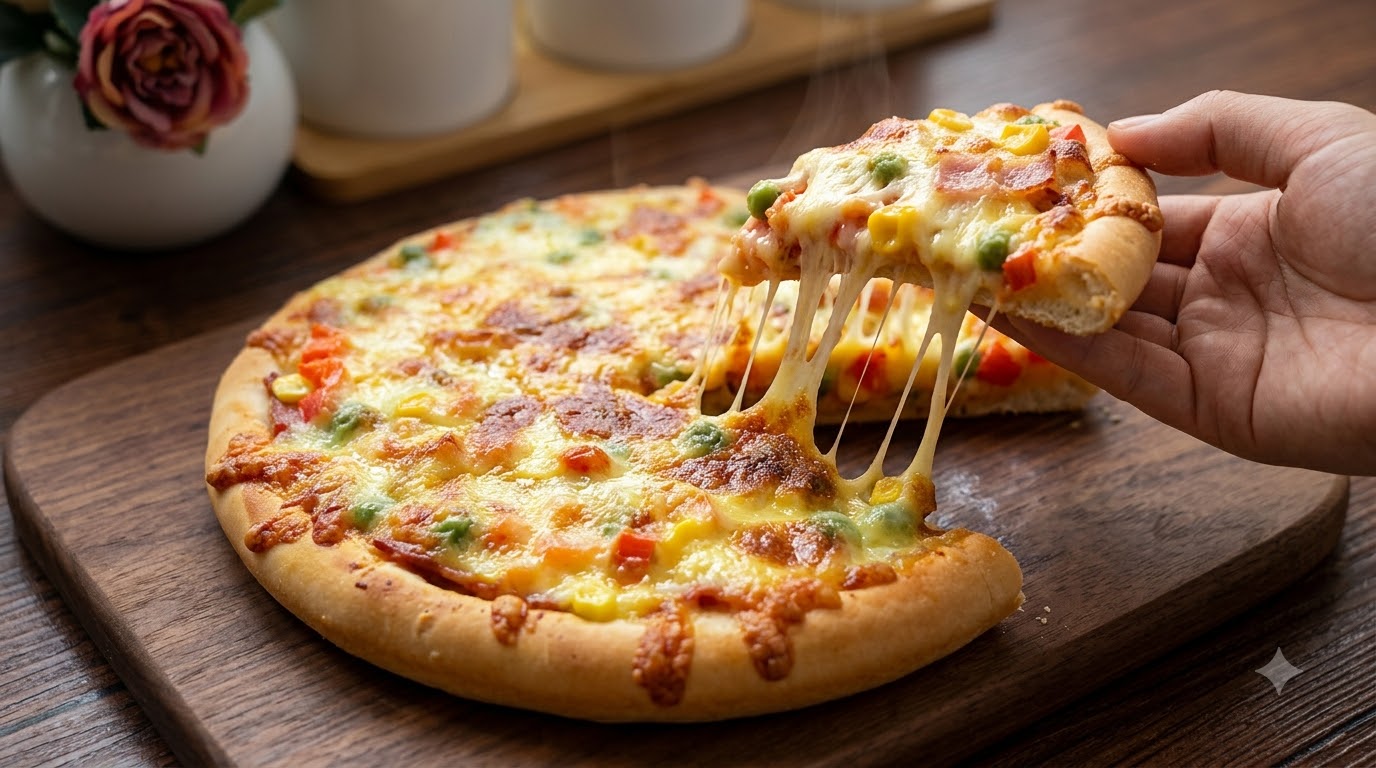 Pizza Casera de Tocino y Maíz Dulce