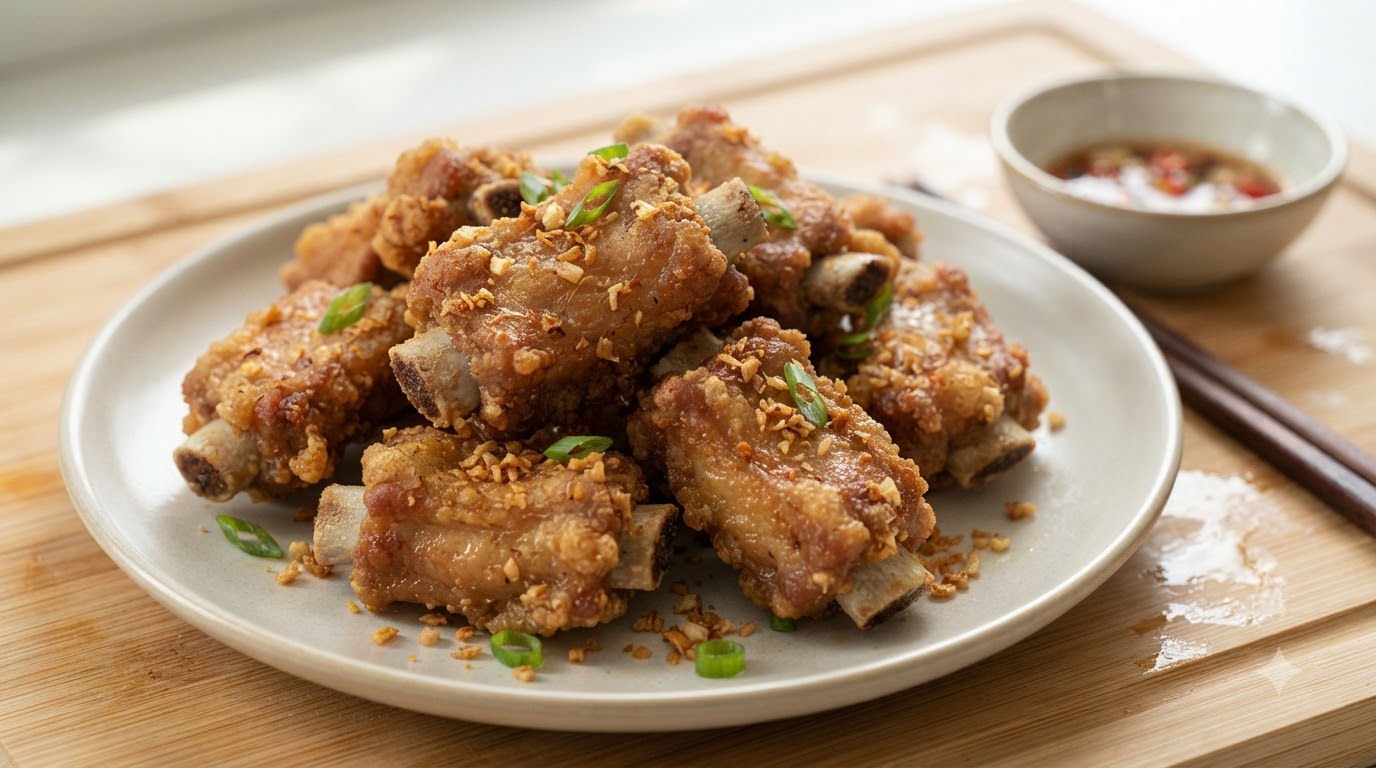 Costillas de Cerdo Crujientes con Ajo