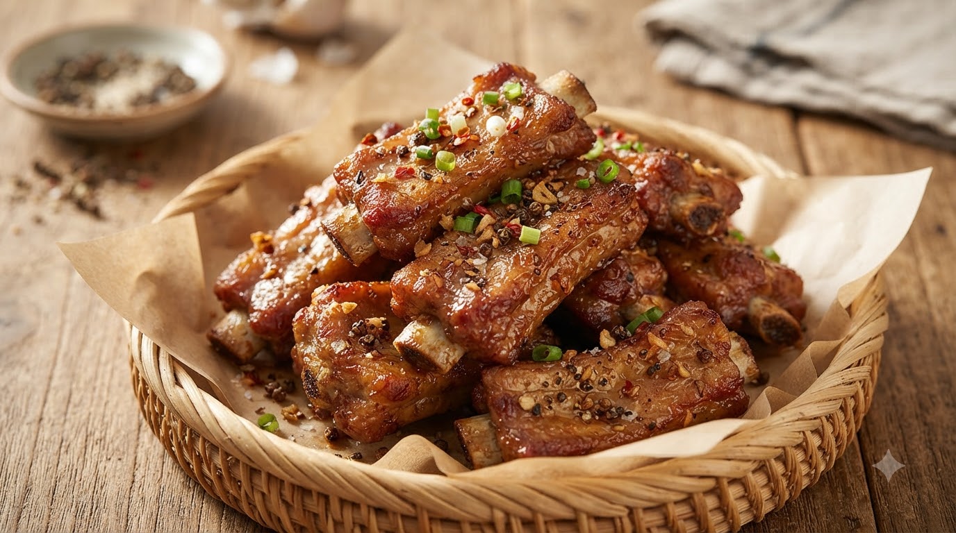 Costillas de Cerdo Crujientes al Ajillo con Sal y Pimienta