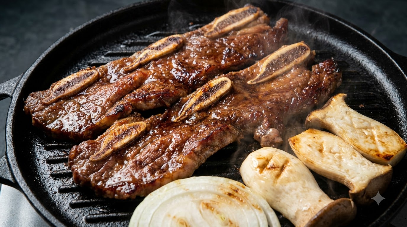 Galbi estilo LA auténtico de estilo coreano (costillas cortadas a la parrilla)