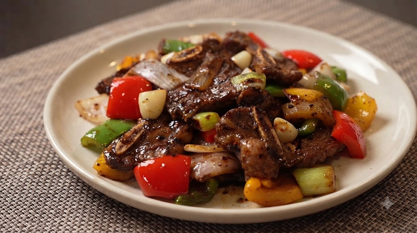 Costillas de Res con Pimienta Negra al Estilo Hong Kong
