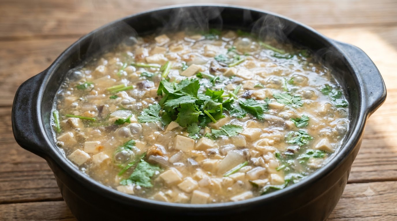 Sopa Casera de Tofú y Setas Ostra
